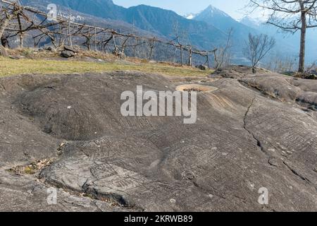 rochers de bedolina, capo di ponte, italie Banque D'Images