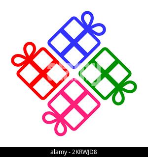 Boîte cadeau colorée style plat icône vectorielle. Illustration de Vecteur