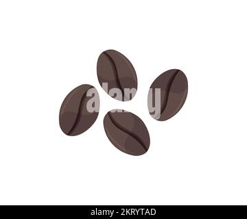 Logo en forme de grains de café réaliste. Grains de café volant. Applicable pour la publicité de café, le paquet, la conception de menu. Grains de café torréfiés. Illustration de Vecteur
