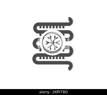 Serpentin de climatiseur, logo du condenseur. Conception et illustration du système séparé sans raccordement, de la ventilation de chauffage, de la climatisation ou du vecteur hvac. Illustration de Vecteur
