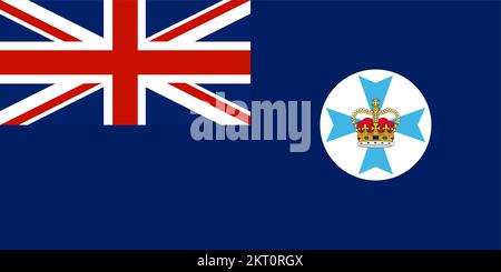Drapeau du Queensland (Commonwealth d'Australie) disque blanc avec la croix maltaise bleu clair avec une couronne de Saint-Edward au centre de la croix Illustration de Vecteur