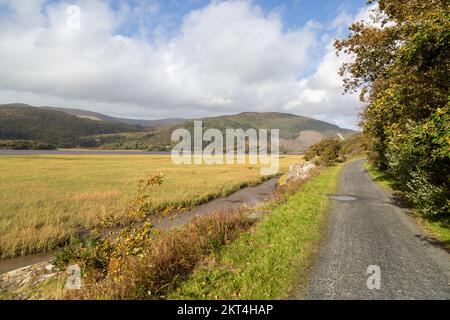 Le sentier de randonnée Mawddach Trail et la piste cyclable de Barmouth à Dolgellau Banque D'Images