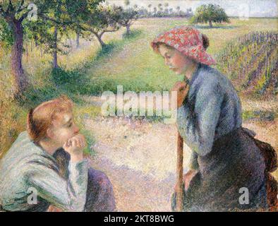 Deux jeunes femmes paysannes par Camille Pissarro (1830-1903), huile sur toile, 1891-2 Banque D'Images