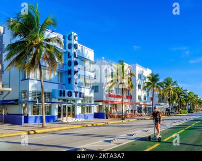 Ocean Drive, quartier art déco, South Beach, Miami Beach, Floride, États-Unis Banque D'Images