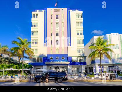 Ocean Drive, quartier art déco, South Beach, Miami Beach, Floride, États-Unis Banque D'Images