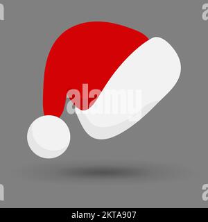 Chapeau rouge de dessin animé du Père Noël. Illustration vectorielle isolée sur fond blanc Illustration de Vecteur