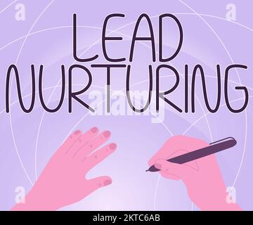 Légende de texte présentant le lead nuring, Internet concept méthode de construire une relation avec des clients potentiels Banque D'Images