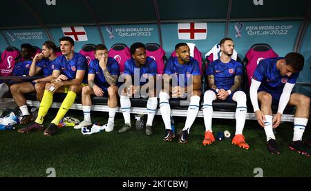 Al Rayyan, Qatar, 29th novembre 2022. Le banc d'Angleterre avant le match de la coupe du monde de la FIFA 2022 au stade Ahmad bin Ali, Al Rayyan. Le crédit photo devrait se lire: David Klein / Sportimage Banque D'Images