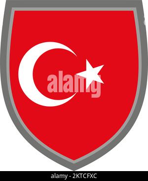 Bouclier avec les couleurs du drapeau turc - couleur RVB originale - icône bouclier turc découpé Illustration de Vecteur