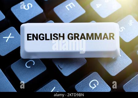 Légende du texte présentant la grammaire anglaise, les cours de présentation d'affaires couvrent tous les niveaux de parler et d'écrire en anglais Banque D'Images