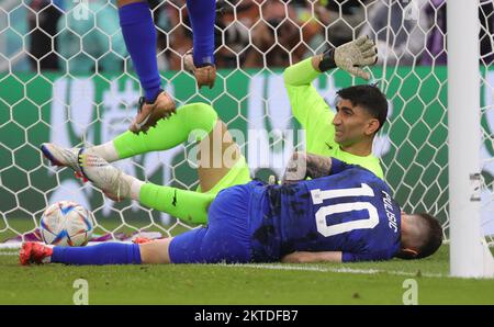 CHRISTIAN Pulisic AMÉRICAIN photographié lors d'un match de football entre l'Iran et les Etats-Unis, troisième et dernier match du Groupe B de la coupe du monde FIFA 2022 au stade Al Thumama, Doha, Etat du Qatar, le mardi 29 novembre 2022. BELGA PHOTO VIRGINIE LEFOUR Banque D'Images