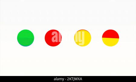 Arrière-plan blanc. Motion.Bright circles change de couleur très rapidement dans l'animation. 4K images de haute qualité Banque D'Images