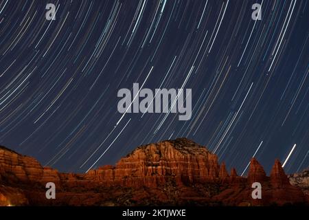 Star Trails de Sedona Banque D'Images