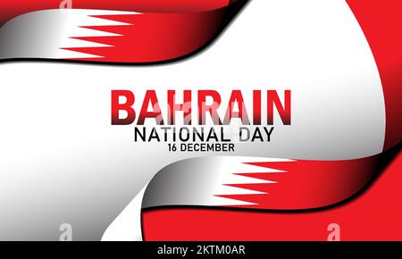 Texte de salutation pour la célébration de la journée nationale de Bahreïn. Vecteur de la journée nationale avec ruban drapeau de Bahreïn, Journée nationale de Bahreïn Illustration de Vecteur