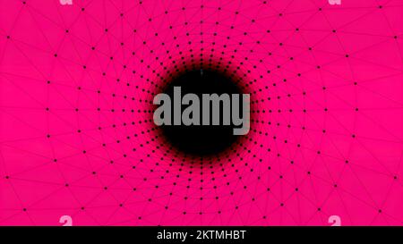 Arrière-plan abstrait du tunnel plexus animé. Mouvement. Lignes et points connectés créant un tunnel de forme ronde avec la source lumineuse à l'extrémité . Qual. Élevée Banque D'Images