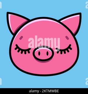 Dessin animé mignon d'un cochon endormi. Illustration vectorielle. Illustration de Vecteur
