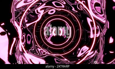 Tunnel avec lignes de liquide plasma et néon. Conception. Tunnel lumineux avec lignes de néon et plasma liquide. Tunnel au néon avec plasma liquide. Banque D'Images