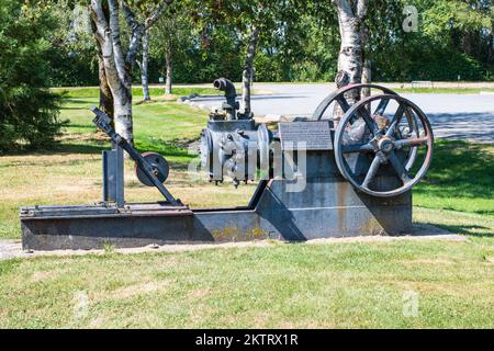 Machine à vapeur au parc régional de Deas Island à Delta, Colombie-Britannique, Canada Banque D'Images