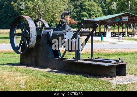 Machine à vapeur au parc régional de Deas Island à Delta, Colombie-Britannique, Canada Banque D'Images