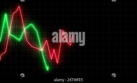Graphiques vert violet et rouge . Motion . Graphiques multicolores sur un arrière-plan noir qui scintillent dans l'abstraction et se déplacent en changeant l'emplacement vers le haut et Banque D'Images