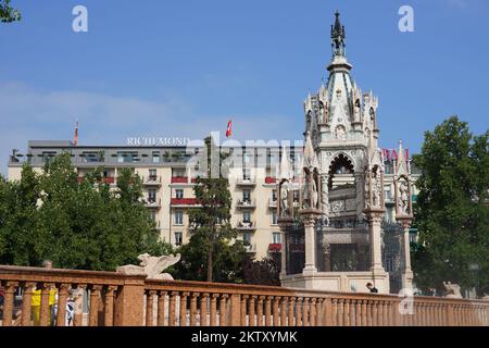 GENÈVE - 11 septembre : centre-ville de Genève sur 11 septembre 2014 à Genève, Suisse. Genève est la deuxième ville la plus peuplée de Suisse et la plus peuplée Banque D'Images