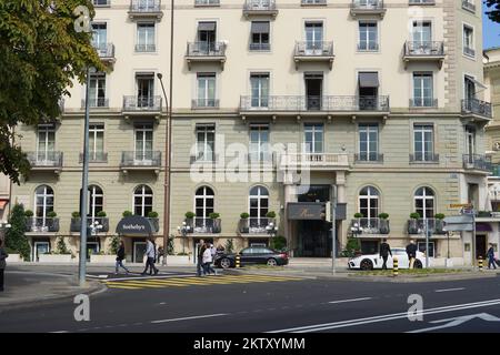 GENÈVE - 11 septembre : centre-ville de Genève sur 11 septembre 2014 à Genève, Suisse. Genève est la deuxième ville la plus peuplée de Suisse et la plus peuplée Banque D'Images