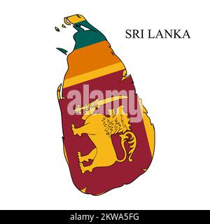 Illustration vectorielle de la carte du Sri Lanka. Économie mondiale. Pays célèbre. Asie du Sud Illustration de Vecteur