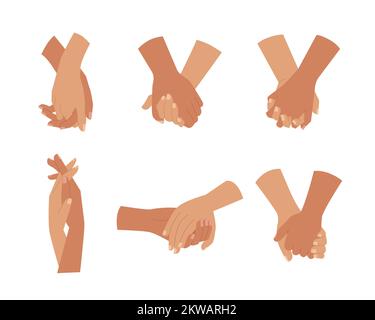 Couples tenant les mains ensemble sur différents types de verrouillage. Des couples amoureux ou entre amis. Ensemble d'illustrations vectorielles Illustration de Vecteur