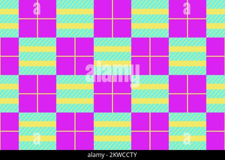 Motif écossais sans couture composé de formes géométriques de base et de couleurs pastel fluo percutantes Illustration de Vecteur