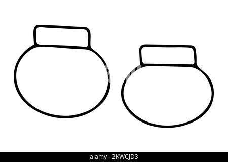 Petits pots pour épices. Contour du conteneur avec couvercle sur fond blanc. Plats à la main, cuisine, ustensiles de cuisine confortables. Café, organisation Illustration de Vecteur