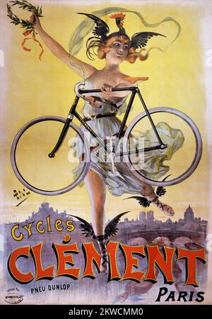 Cycles Clément, Paris. Pneu Dunlop par Jean de Paléologue (PAL 1855–1942). Affiche publiée en 1898 en France. Banque D'Images