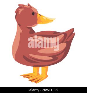 Illustration de canard marron dans un style de dessin animé mignon Illustration de Vecteur