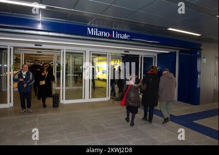 2022 novembre 26 - Europe, Italie, Lombardie, Milan - aéroport de Linate, inauguration du métro ligne 4, ligne bleue avec la présence du Maire Beppe Sala Banque D'Images