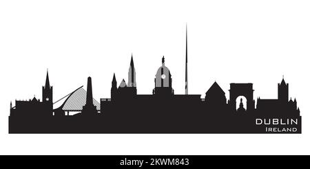 Dublin Ireland City Skyline silhouette vectorielle détaillée Illustration de Vecteur