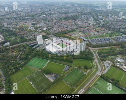 Utrecht, 5th octobre 2022, pays-Bas. Stade de football Stadion Galgenwaard à Utrecht, stade du club de football professionnel FC Utrecht. Antenne Banque D'Images