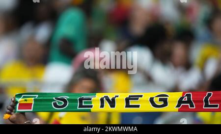 Le foulard du Sénégal lors du match de la coupe du monde de la FIFA, Qatar 2022, Groupe A, entre l'Équateur et le Sénégal, a joué au stade international de Khalifa le 29 novembre 2022 à Doha, Qatar. (Photo de Bagu Blanco / PRESSIN) Banque D'Images