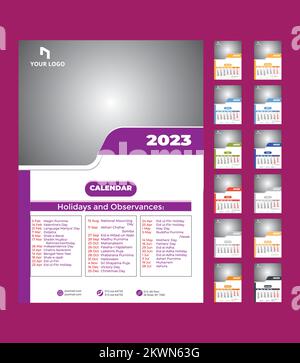 modèle de conception de calendrier de 2023 ans Illustration de Vecteur