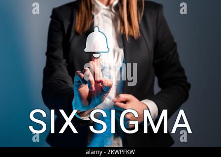 Présentation conceptuelle six Sigma, mot écrit sur les techniques de gestion pour améliorer les processus d'affaires Banque D'Images
