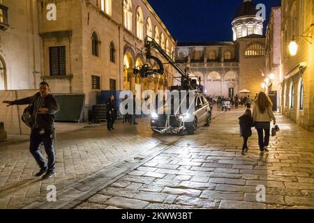 Vue générale du tournage de Star Wars sur la rue Stradun, Dubrovnik, Croatie 09.03.2016. Banque D'Images