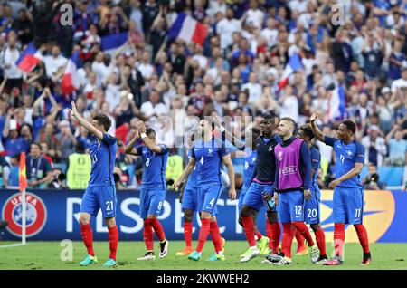 10.06.2016., Stade de France, Paris, France - UEFA EURO 2016, groupe A, tour 1, France - Roumanie. Laurent Koscielny, Dimitri Payet, Adil Rami, Ngolo Kante, Morgan Schneiderlin, Anthony Martial. Banque D'Images