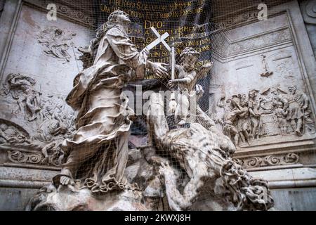 Détail de la Pestsäule (en allemand pour la colonne de la peste), situé sur Graben, une rue dans le centre-ville de Vienne. La colonne de Plague (allemand : Die Wiener PE Banque D'Images