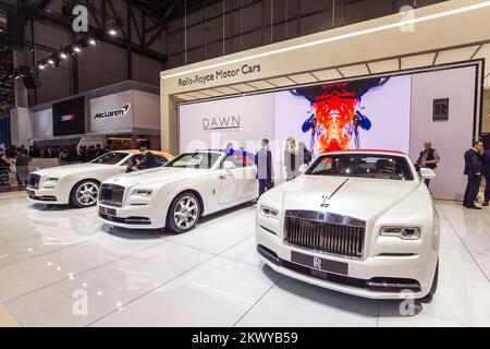 Rolls Royce cars au salon de l'automobile de Genève, Suisse, CH, sur 7 mars 2017. (Photo de Saso Domijan) Banque D'Images