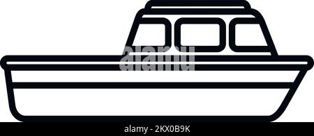 Vecteur de contour de l'icône du bateau de secours moteur. Recherche en mer. Gilet de côte Illustration de Vecteur