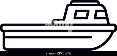 Vecteur de contour de l'icône du navire de secours en côte. Recherche maritime. Vie mer Illustration de Vecteur