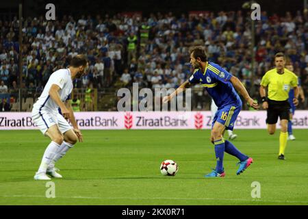 09.06.2017., Zenica, Bosnie-Herzégovine - match de qualification pour la coupe du monde 2018 en Russie, Groupe H, Round 6, Bosnie-Herzégovine - Grèce. Senad Lulic, Vasilis Torosidis photo: Armin Durgut/HaloPix/Pixsell Banque D'Images