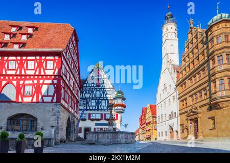 Rothenburg ob der Tauber, Allemagne - petite ville charmante, route romantique, Bavière médiévale de Franconie. Banque D'Images