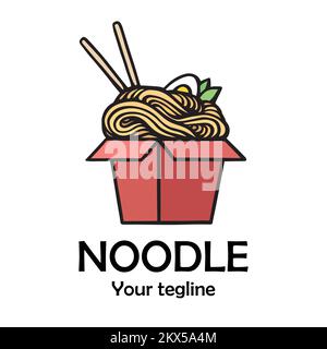 Logo asiatique Noodle et ramen. Nouilles chinoises dans une boîte. Illustration du stock vectoriel. Illustration de Vecteur