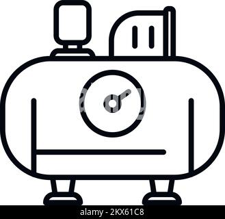 Vecteur de contour de l'icône du compresseur pneumatique. Réservoir de pression. Moteur électrique Illustration de Vecteur