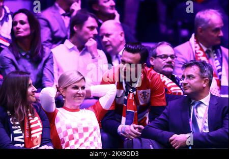 23.11.2018., Lille, Francuska - finale de la coupe Davis entre la France et la Croatie au stade Pierre-Mauroy à Lille, France, 23 novembre 2018., match Jeremy Chardy contre Borna Coric. Président de l'Association croate de tennis Nikolina Babic, présidente croate Kolinda Grabar-Kitarovic. Photo: Sanjin Strukic/PIXSELL Banque D'Images