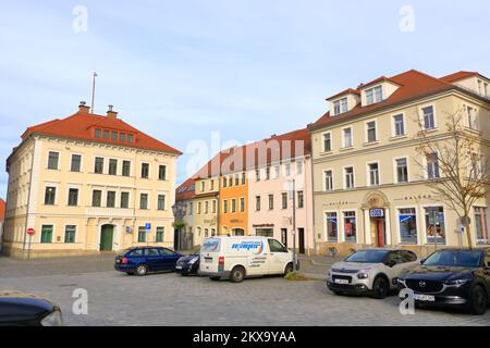 23 octobre 2022 - Dippoldiswalde en Allemagne: Vieille ville rénovée avec amour d'une petite ville d'Allemagne de l'est Banque D'Images